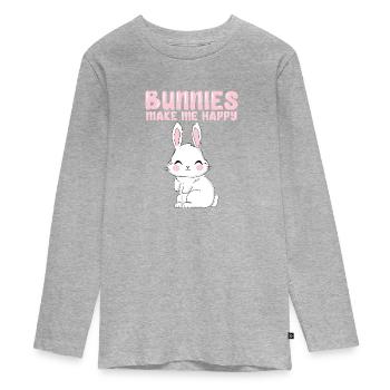 Lapins Amour d’animal - T-shirt manches longues Premium Ado - gris chiné - Devant