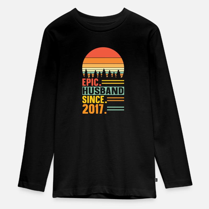 Bester Ehemann seit 2017 - Jahrestag Geschenk - Teenager Premium Bio Langarmshirt - Schwarz