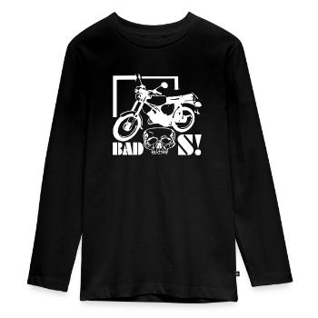 S51 Simson mit Totenkopf - Teenager Premium Bio Langarmshirt - Schwarz - Vorne - AI Model Kid Female (0cm)