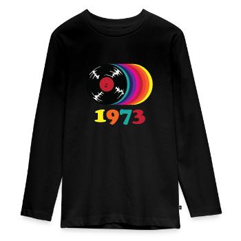 1973 - Teenager Premium Organic Long Sleeve Shirt - black - Front - AI Model Kid Female (0cm)