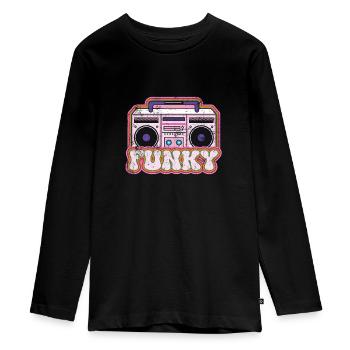 Funky Ghettoblaster - Teenager Premium Bio Langarmshirt - Schwarz - Vorne - AI Model Kid Female (0cm)