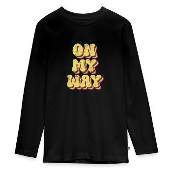 On my Way - Teenager Premium Organic Long Sleeve Shirt - black - Front - AI Model Kid Female (0cm)