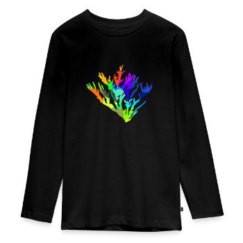 Koralle Ozean Regenbogen Tiere Polygon - Teenager Premium Bio Langarmshirt - Schwarz - Vorne - AI Model Kid Female (0cm)