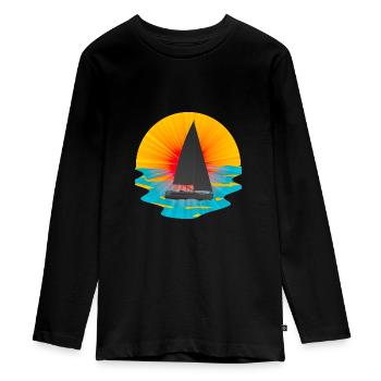 romantischer segler - Teenager Premium Bio Langarmshirt - Schwarz - Vorne - AI Model Kid Female (0cm)