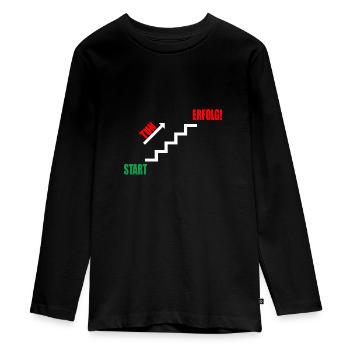 Treppe Erfolg durch Tun - Teenager Premium Bio Langarmshirt - Schwarz - Vorne - AI Model Kid Female (0cm)