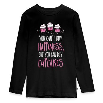 On ne peut pas acheter le bonheur, mais des cupcakes - T-shirt manches longues Premium Ado - noir - Devant - AI Model Kid Female (0cm)