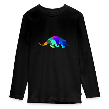 Ameisenbär Bär Regenbogen Tiere Polygon - Teenager Premium Bio Langarmshirt - Schwarz - Vorne - AI Model Kid Female (0cm)