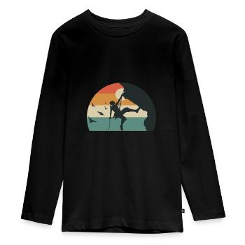 CLIMB escalade grimper roc escalader femme - T-shirt manches longues Premium Ado - noir - Devant - AI Model Kid Female (0cm)