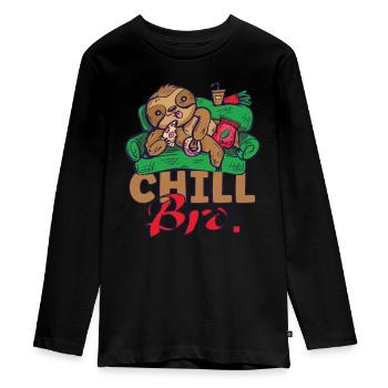 Sloth Chill Bro C’est comme ça - T-shirt manches longues Premium Ado - noir - Devant - AI Model Kid Female (0cm)