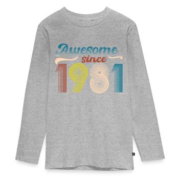 Vintage 1981 Retro Bitrthday Limited Edition. - Teenager Premium Bio Langarmshirt - Grau meliert - Vorne