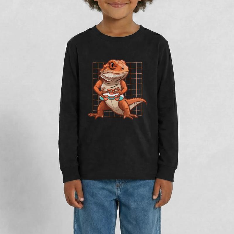 Games Controller Gaming Rex Dino with Controller Teenager Premium Organic Long Sleeve Shirt