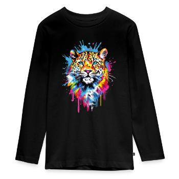 Wilder Tiger Großkatze Tigerkopf - Teenager Premium Bio Langarmshirt - Schwarz - Vorne - AI Model Kid Female (0cm)