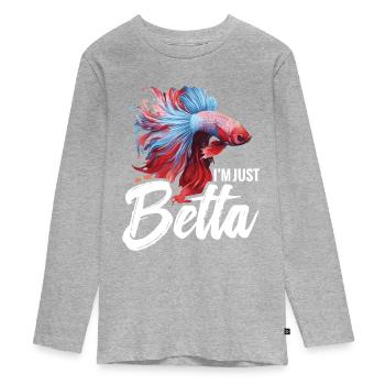 Je ne suis qu’un poisson betta - T-shirt manches longues Premium Ado - gris chiné - Devant