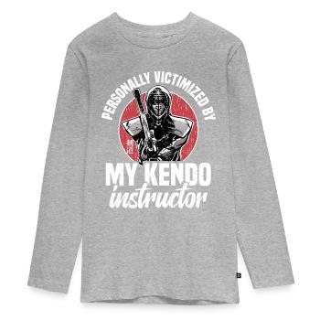 Persönlich Opfer Meines Kendo-lehrers - Teenager Premium Bio Langarmshirt - Grau meliert - Vorne