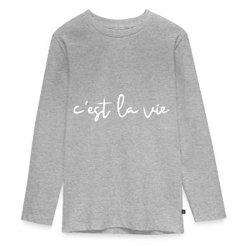 c'est la vie - Teenager Premium Organic Long Sleeve Shirt - heather grey - Front