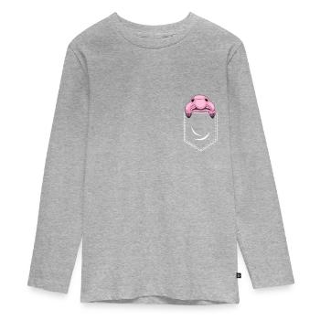 Blobfisch In Tasche Lustiger Tiefseefisch - Teenager Premium Bio Langarmshirt - Grau meliert - Vorne