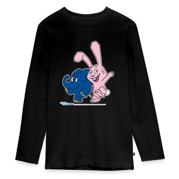 Elefant und Hase hüpfen - Teenager Premium Bio Langarmshirt - Schwarz - Vorne - AI Model Kid Female (0cm)