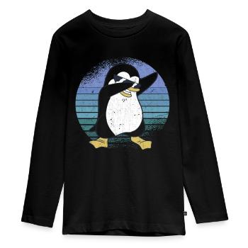 Pinguin Kostüm, Pinguine, süsser Pinguin - Teenager Premium Bio Langarmshirt - Schwarz - Vorne - AI Model Kid Female (0cm)