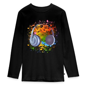 Kopfhörer Musikliebhaber Geschenk Musik Musik - Teenager Premium Bio Langarmshirt - Schwarz - Vorne - AI Model Kid Female (0cm)