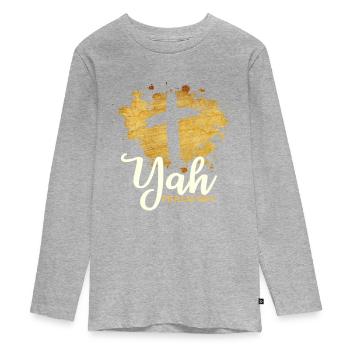 Hebrew Israelite Yahweh - Teenager Premium Organic Long Sleeve Shirt - heather grey - Front