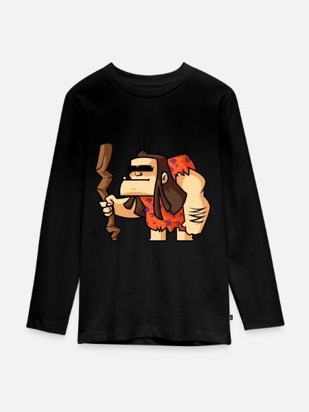 Funny Comic Neandertaler - Teenager Premium Bio Langarmshirt - Schwarz