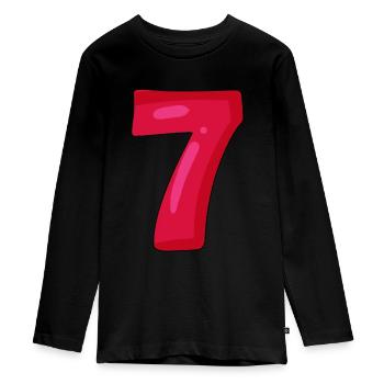 Nummer 7 - Zahl 7 - Teenager Premium Bio Langarmshirt - Schwarz - Vorne - AI Model Kid Female (0cm)