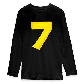 Nummer 7 - Zahl 7 - Teenager Premium Bio Langarmshirt - Schwarz - Vorne - AI Model Kid Female (0cm)