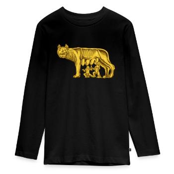 Capitoline Wolf - Teenager Premium Organic Long Sleeve Shirt - black - Front - AI Model Kid Female (0cm)