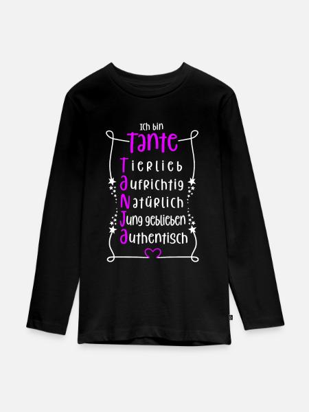 Tanja - beste Tante - Teenager Premium Bio Langarmshirt - Schwarz
