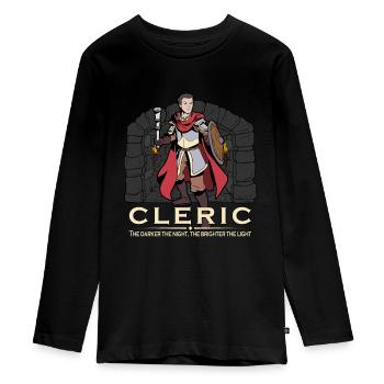 D20 Rollenspiel Charakter - Kleriker - Teenager Premium Bio Langarmshirt - Schwarz - Vorne - AI Model Kid Female (0cm)