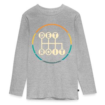 Detroit Stick Shift, 6-Gang Manuelle Gangschaltung - Teenager Premium Bio Langarmshirt - Grau meliert - Vorne