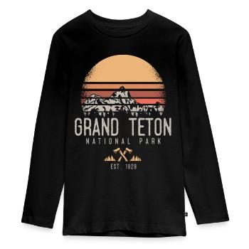 Parc national de Grand Teton, Wyoming - T-shirt manches longues Premium Ado - noir - Devant - AI Model Kid Female (0cm)