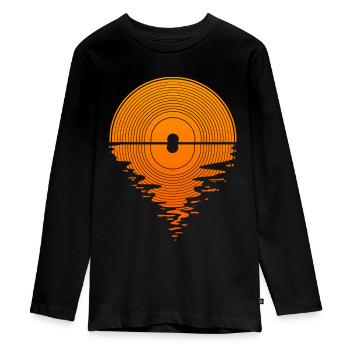 Vinyl Sunset Vinyl Record LP Audiophile - T-shirt manches longues Premium Ado - noir - Devant - AI Model Kid Female (0cm)