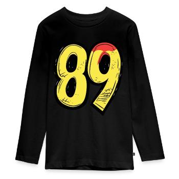 89 Zahl Bunt - Teenager Premium Bio Langarmshirt - Schwarz - Vorne - AI Model Kid Female (0cm)