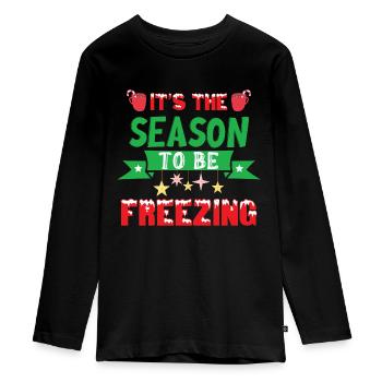 Weihnachten Es ist Zeit um zu frieren - Teenager Premium Bio Langarmshirt - Schwarz - Vorne - AI Model Kid Female (0cm)
