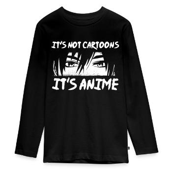 It ́s not Cartoons it ́s Anime Manga for Anime Fans - Teenager Premium Organic Long Sleeve Shirt - black - Front - AI Model Kid Female (0cm)