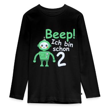 Geburtstagsshirt 2 jahr Roboter Baby Junge Mädchen - Teenager Premium Bio Langarmshirt - Schwarz - Vorne - AI Model Kid Female (0cm)