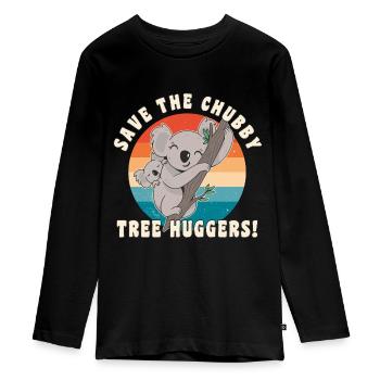 Save The Chubby Tree Huggers lustiges Koala retten - Teenager Premium Bio Langarmshirt - Schwarz - Vorne - AI Model Kid Female (0cm)