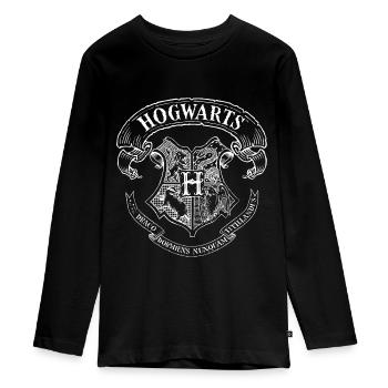 Harry Potter Coat of Arms of Hogwarts - Teenager Premium Organic Long Sleeve Shirt - black - Front - AI Model Kid Female (0cm)