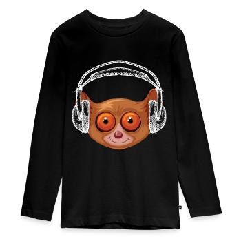 Monkey Monkey Monkey Baby Earphone Music Drawing - Teenager Premium Organic Long Sleeve Shirt - black - Front - AI Model Kid Female (0cm)