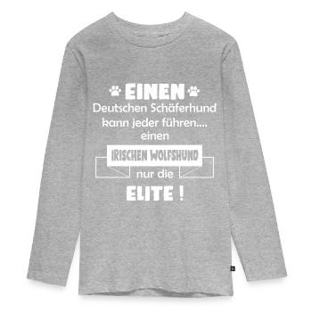 Irischer Wolfshund - Teenager Premium Bio Langarmshirt - Grau meliert - Vorne