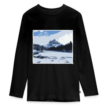 Outdoor Wandern Bergsport Alpen Berge Wintersport - Teenager Premium Bio Langarmshirt - Schwarz - Vorne - AI Model Kid Female (0cm)