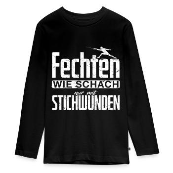 Fechten Fechten - Teenager Premium Bio Langarmshirt - Schwarz - Vorne - AI Model Kid Female (0cm)