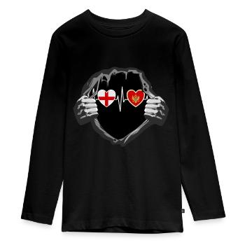 England und Montenegro Montenegrinische Fahne - Teenager Premium Bio Langarmshirt - Schwarz - Vorne - AI Model Kid Female (0cm)