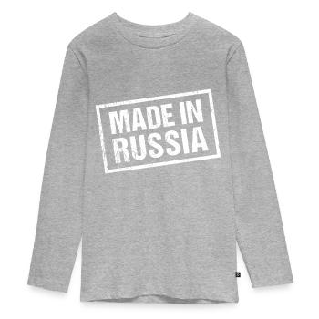 Made in Russia - Teenager Premium Bio Langarmshirt - Grau meliert - Vorne