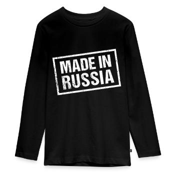 Made in Russia - Teenager Premium Bio Langarmshirt - Schwarz - Vorne - AI Model Kid Female (0cm)