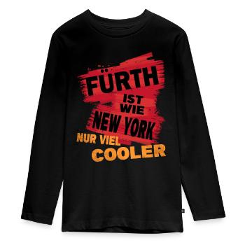 Fürth Germany's saying is like New York - Teenager Premium Organic Long Sleeve Shirt - black - Front - AI Model Kid Female (0cm)