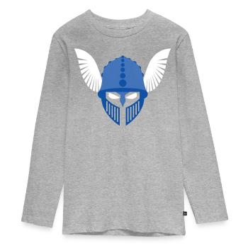 Casque germanique avec dessin de plumes, Germania Magna - T-shirt manches longues Premium Ado - gris chiné - Devant