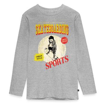 Skateboarding Skaterin Skater Girl Skateboard Sk8 - T-shirt manches longues Premium Ado - gris chiné - Devant