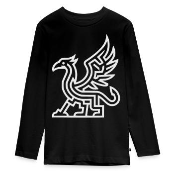 Mystical Norse Symbol – Winged Griffin - Teenager Premium Organic Long Sleeve Shirt - black - Front - AI Model Kid Female (0cm)